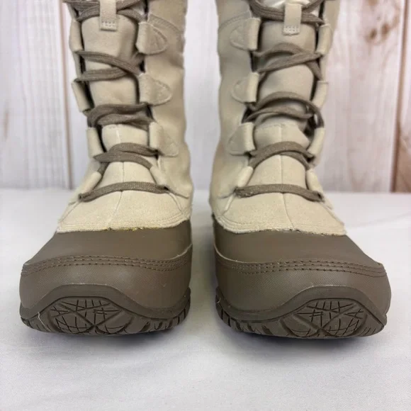 The North Face Nuptse Purna Waterproof Mid-Calf Faux Fur Boots Ivory Size 8.5 - Picture 6 of 16